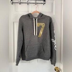 American Eagle Outfitters Gray Hoodie with Gold Seven